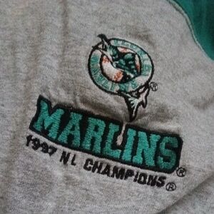 Vintage 1997 MLB Florida Marlins N. L Champions Zip Shirt L/XL